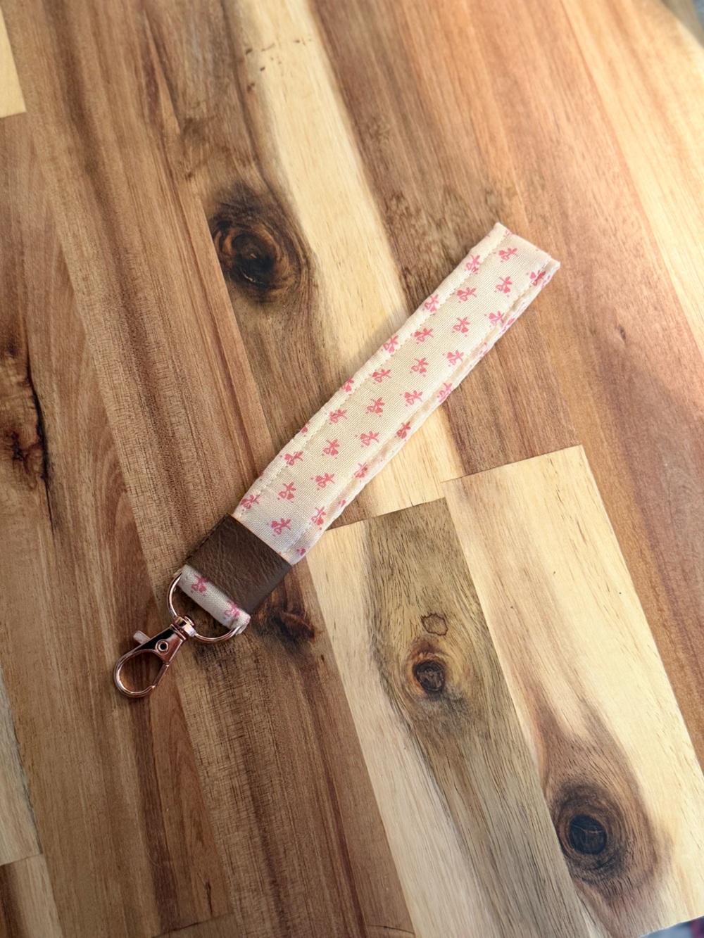 Pink Floral Wristlet Key & Card Holder